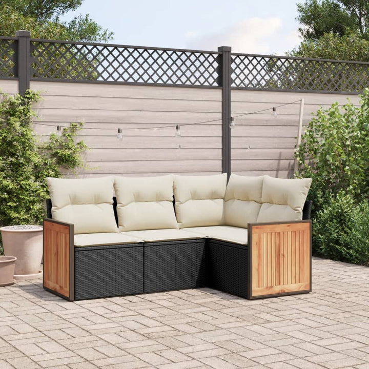 sofasæt til haven 4 dele med hynder polyrattan sort