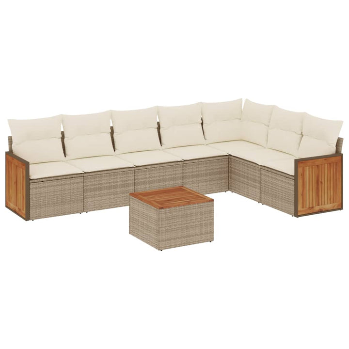 sofasæt til haven 8 dele med hynder polyrattan beige