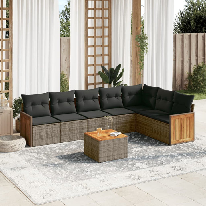 sofasæt til haven 8 dele med hynder polyrattan grå