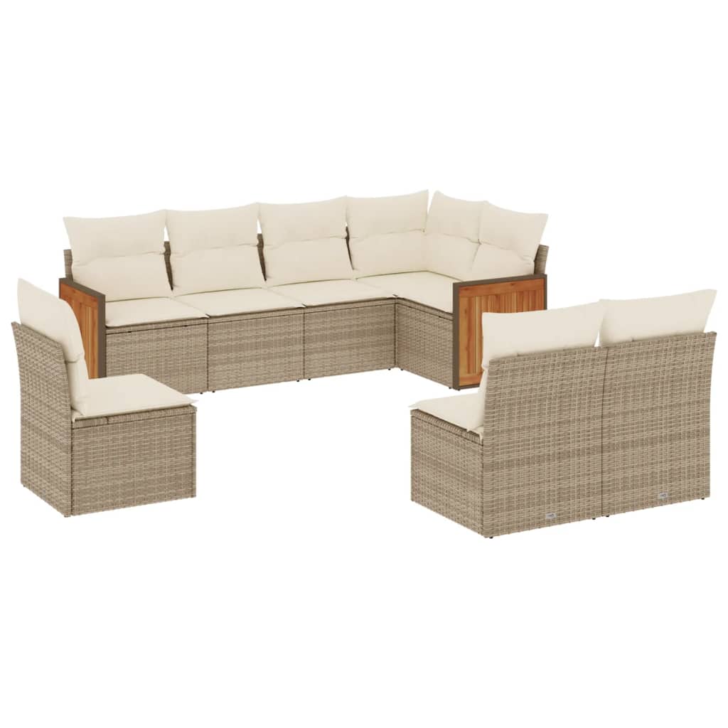 sofasæt til haven 8 dele med hynder polyrattan beige