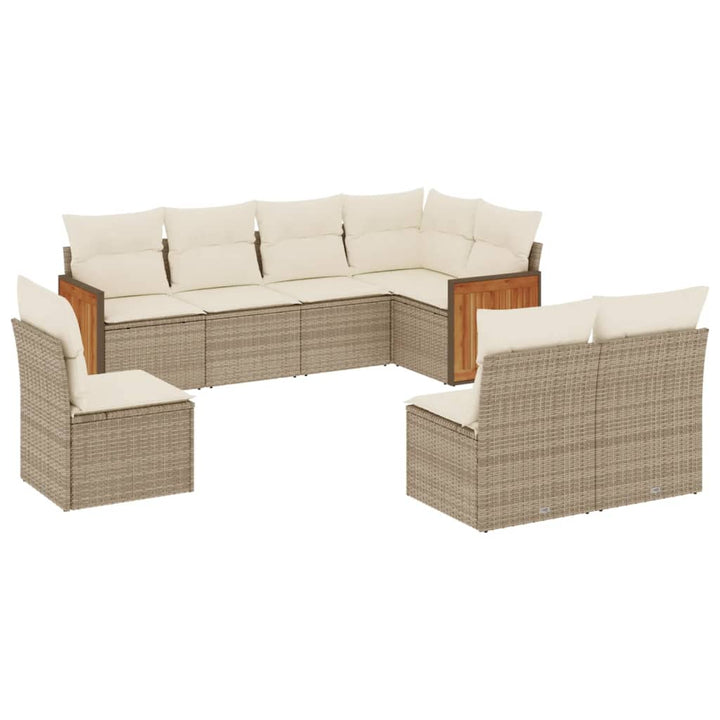 sofasæt til haven 8 dele med hynder polyrattan beige