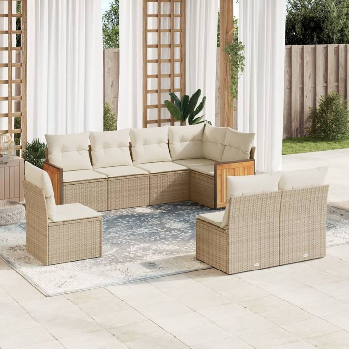 sofasæt til haven 8 dele med hynder polyrattan beige