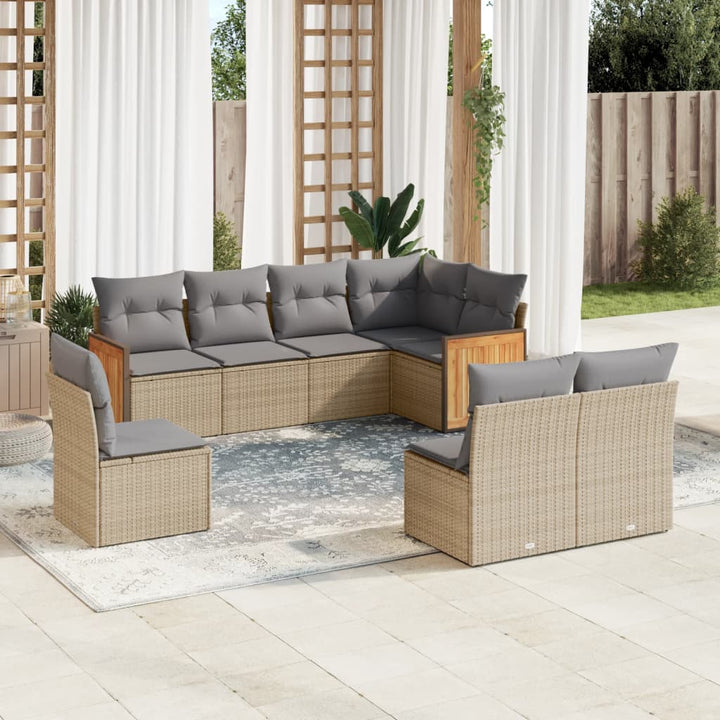 sofasæt til haven 8 dele med hynder polyrattan beige