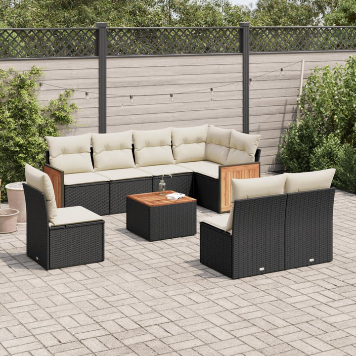 sofasæt til haven 9 dele med hynder polyrattan sort