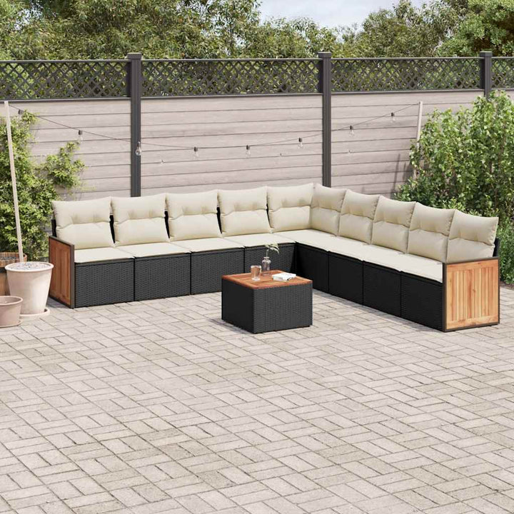sofasæt til haven 10 dele med hynder polyrattan sort