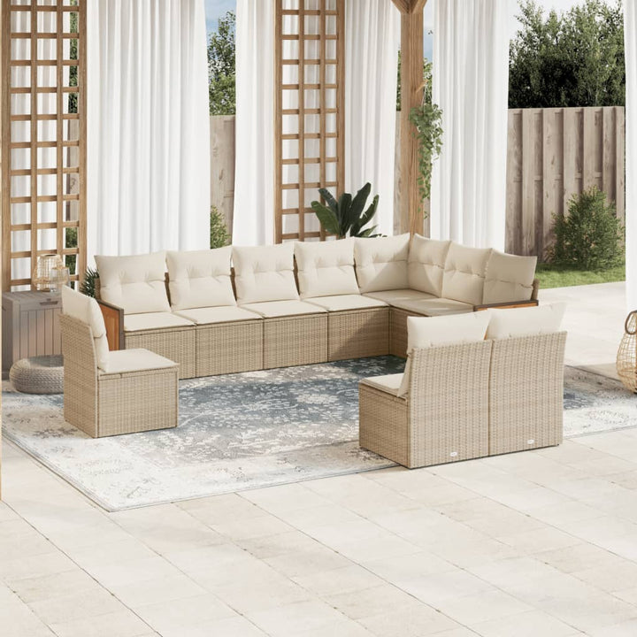 sofasæt til haven 10 dele med hynder polyrattan beige