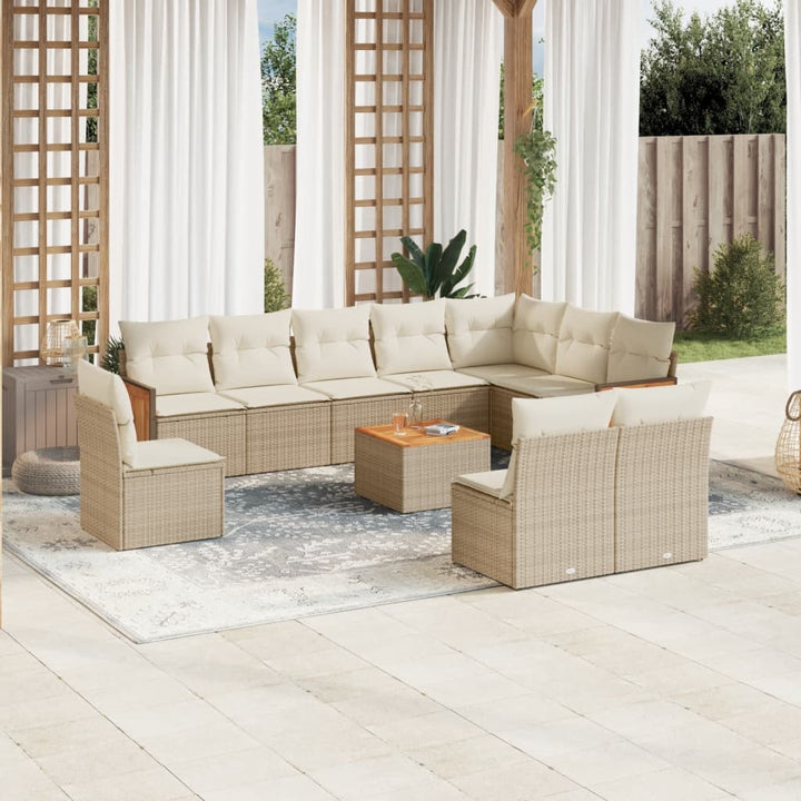 sofasæt til haven 11 dele med hynder polyrattan beige
