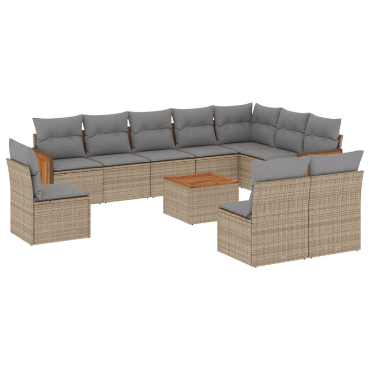 sofasæt til haven 11 dele med hynder polyrattan beige
