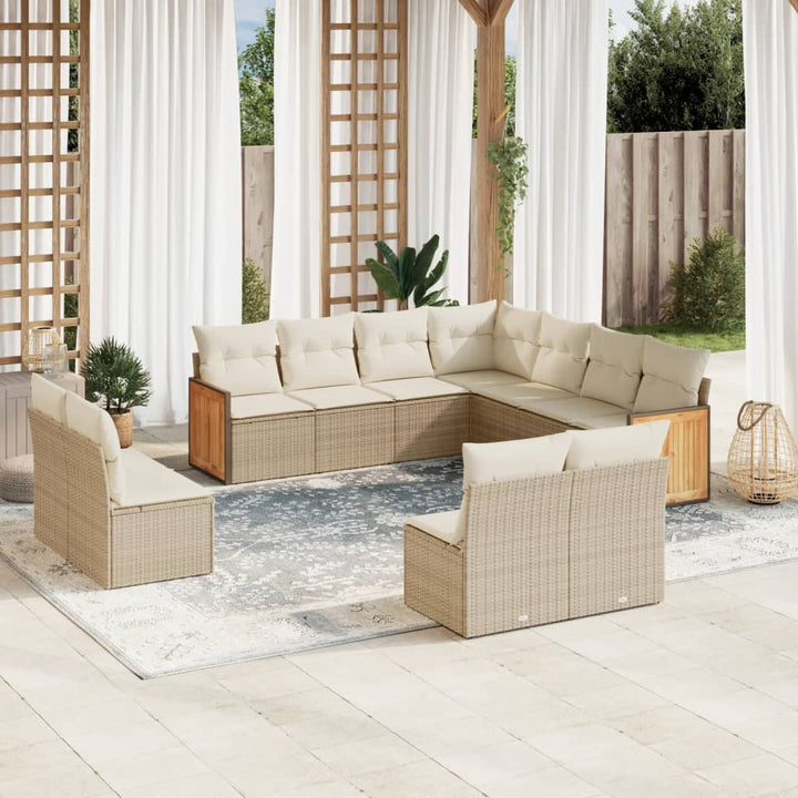 sofasæt til haven 11 dele med hynder polyrattan beige