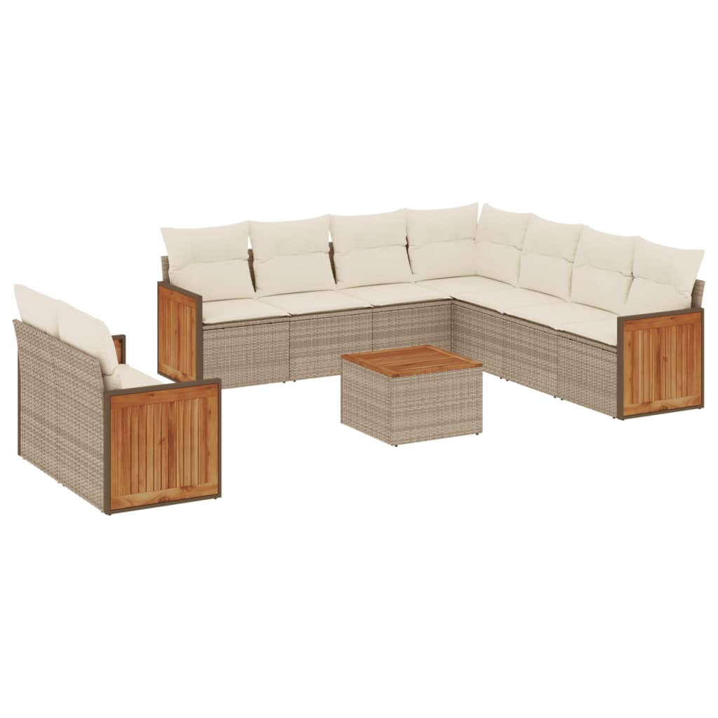 sofasæt til haven 10 dele med hynder polyrattan beige