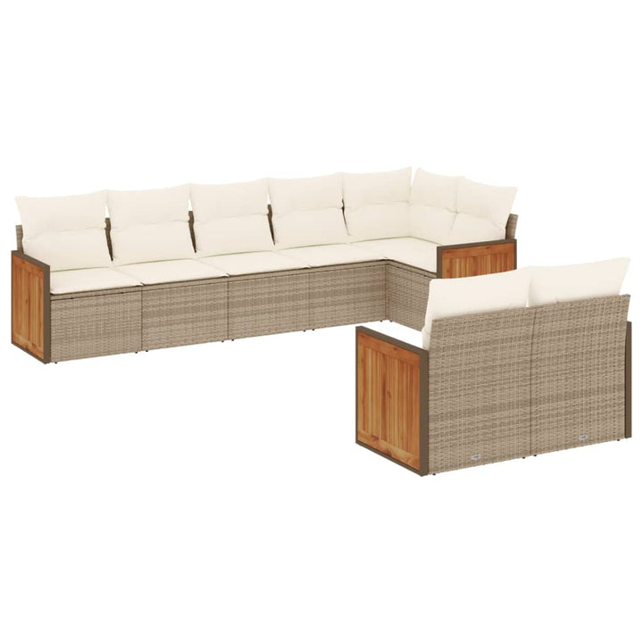 sofasæt til haven 8 dele med hynder polyrattan beige