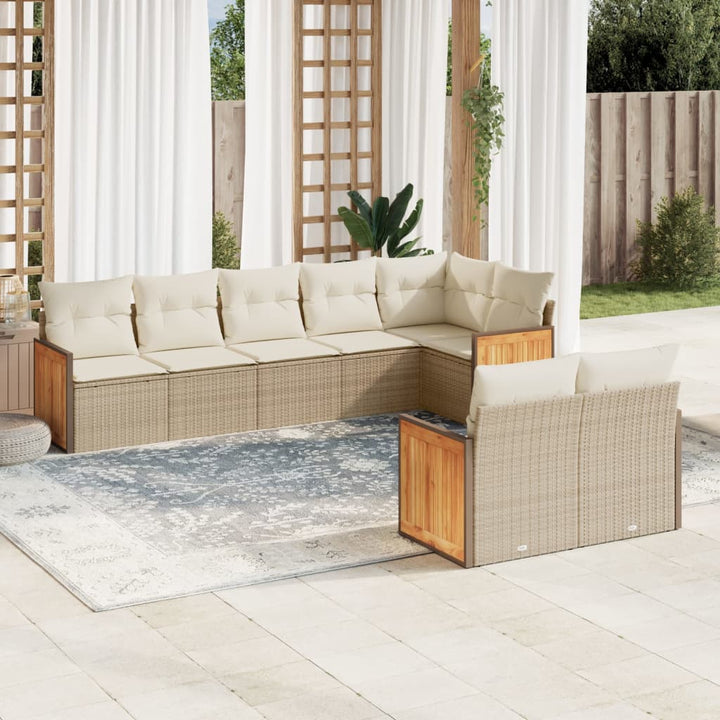 sofasæt til haven 8 dele med hynder polyrattan beige