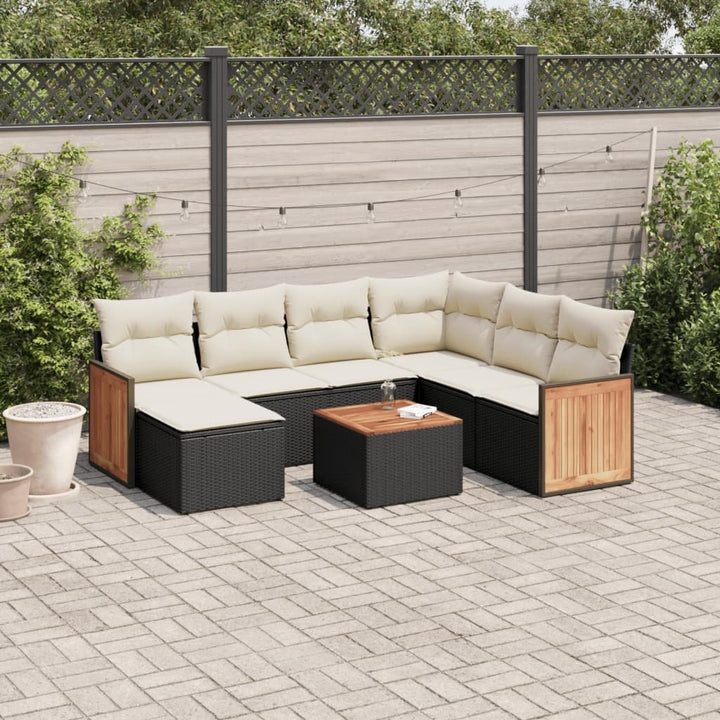 sofasæt til haven 8 dele med hynder polyrattan sort