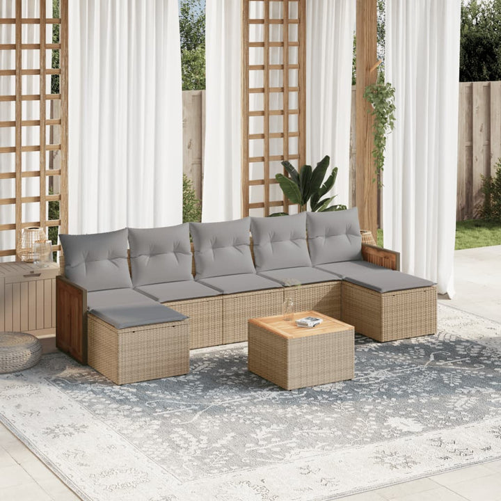 sofasæt til haven 8 dele med hynder polyrattan beige