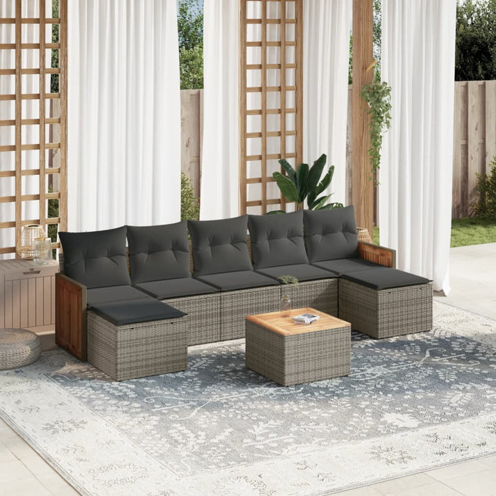 sofasæt til haven 8 dele med hynder polyrattan grå