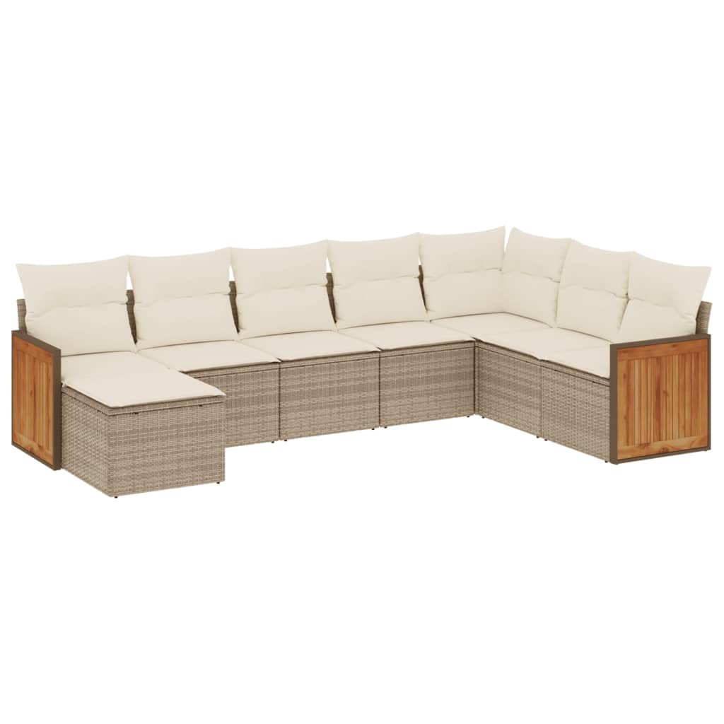 sofasæt til haven 8 dele med hynder polyrattan beige