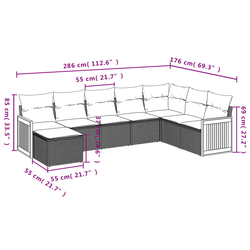 sofasæt til haven 8 dele med hynder polyrattan beige