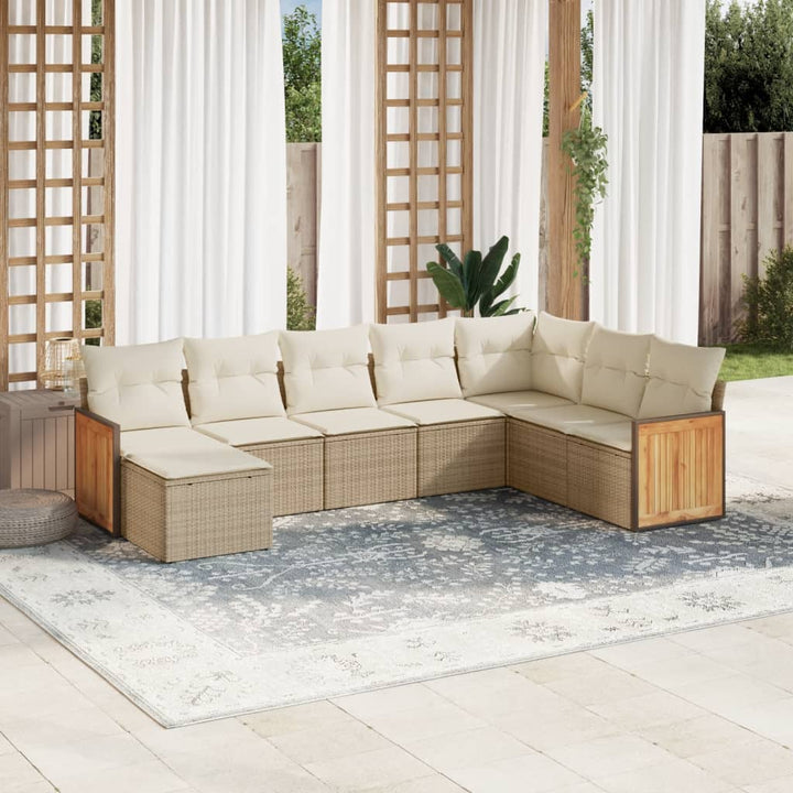 sofasæt til haven 8 dele med hynder polyrattan beige