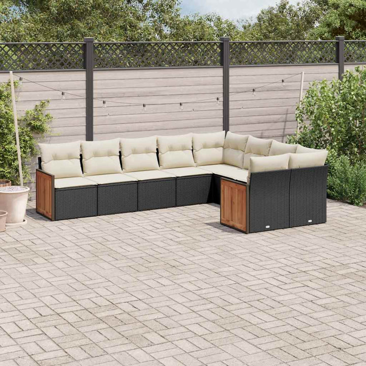 sofasæt til haven 9 dele med hynder polyrattan sort