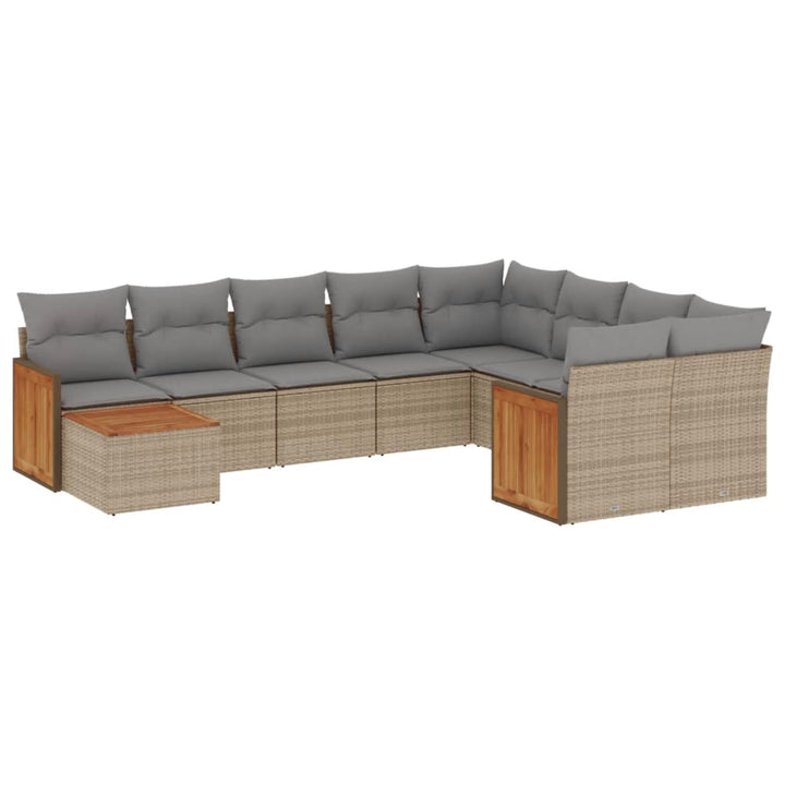 sofasæt til haven 10 dele med hynder polyrattan beige