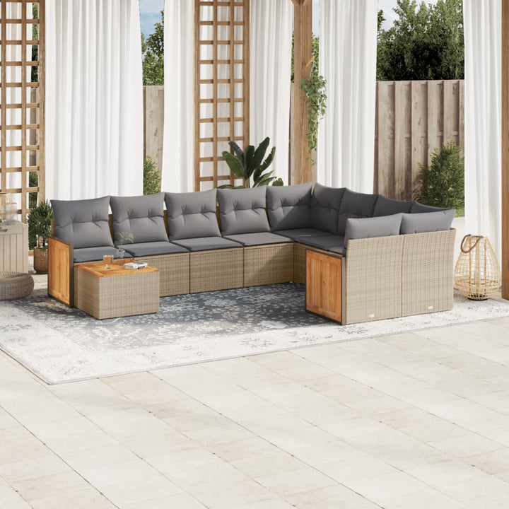 sofasæt til haven 10 dele med hynder polyrattan beige