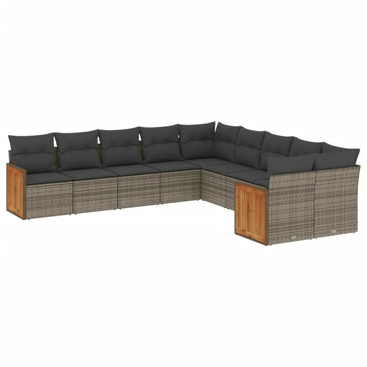 sofasæt til haven 10 dele med hynder polyrattan grå