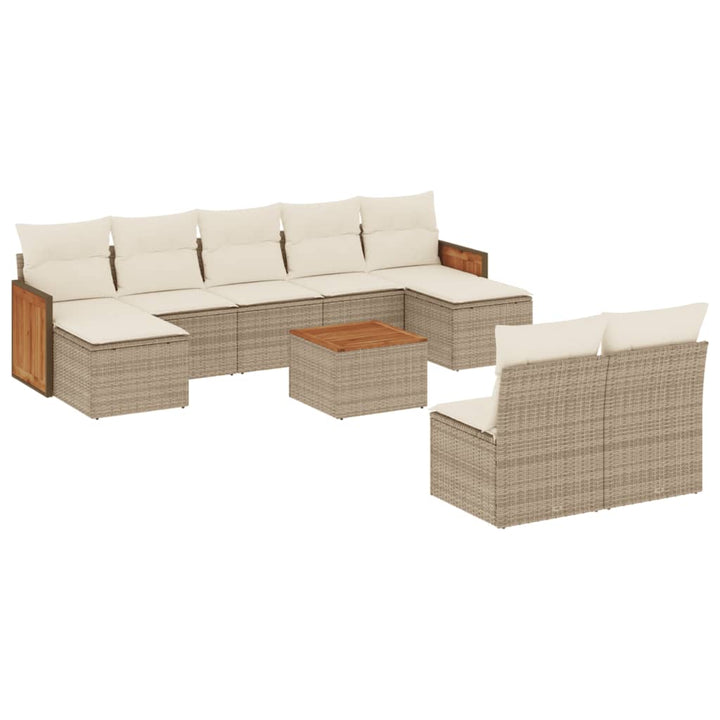sofasæt til haven 10 dele med hynder polyrattan beige