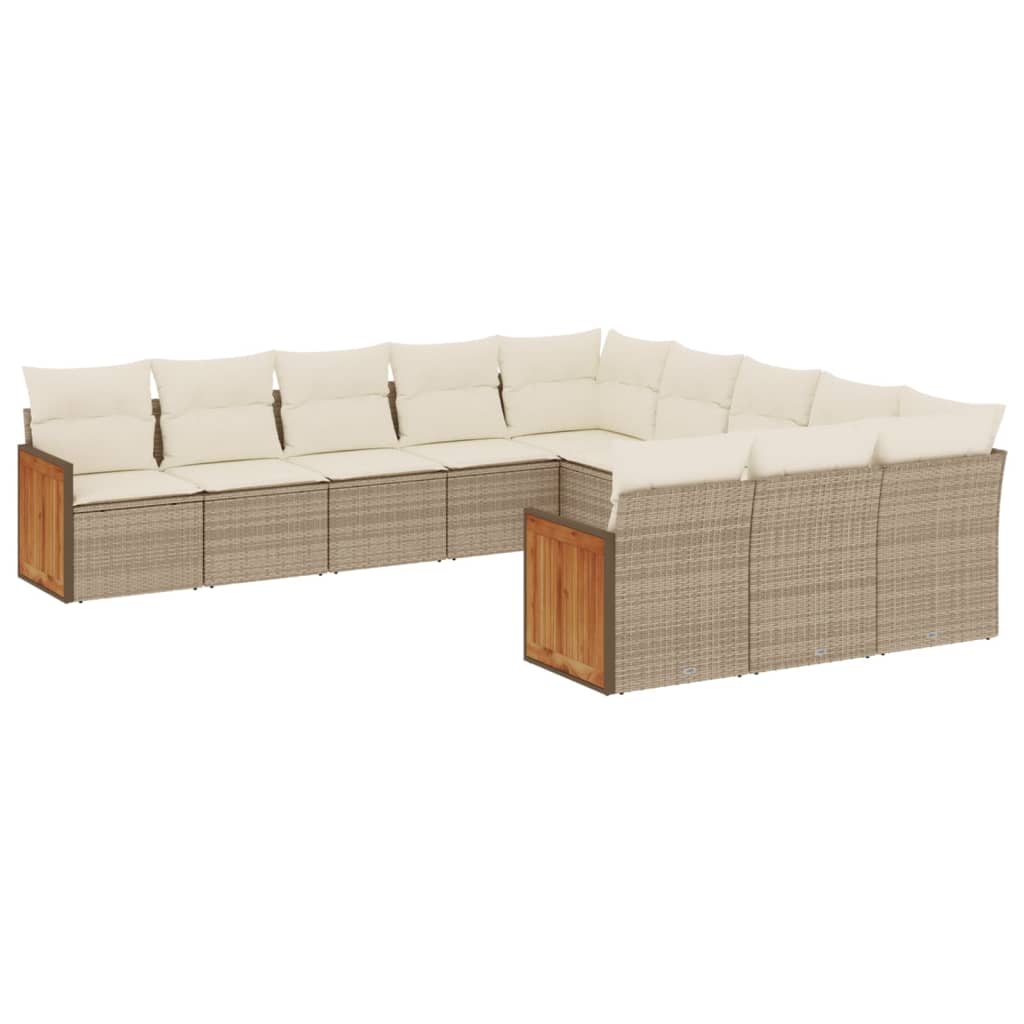 sofasæt til haven 11 dele med hynder polyrattan beige