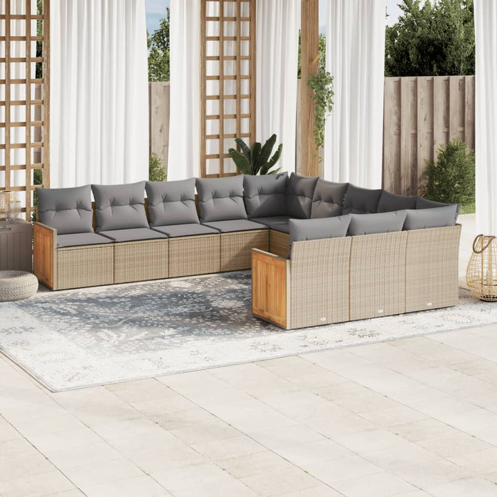 sofasæt til haven 11 dele med hynder polyrattan beige