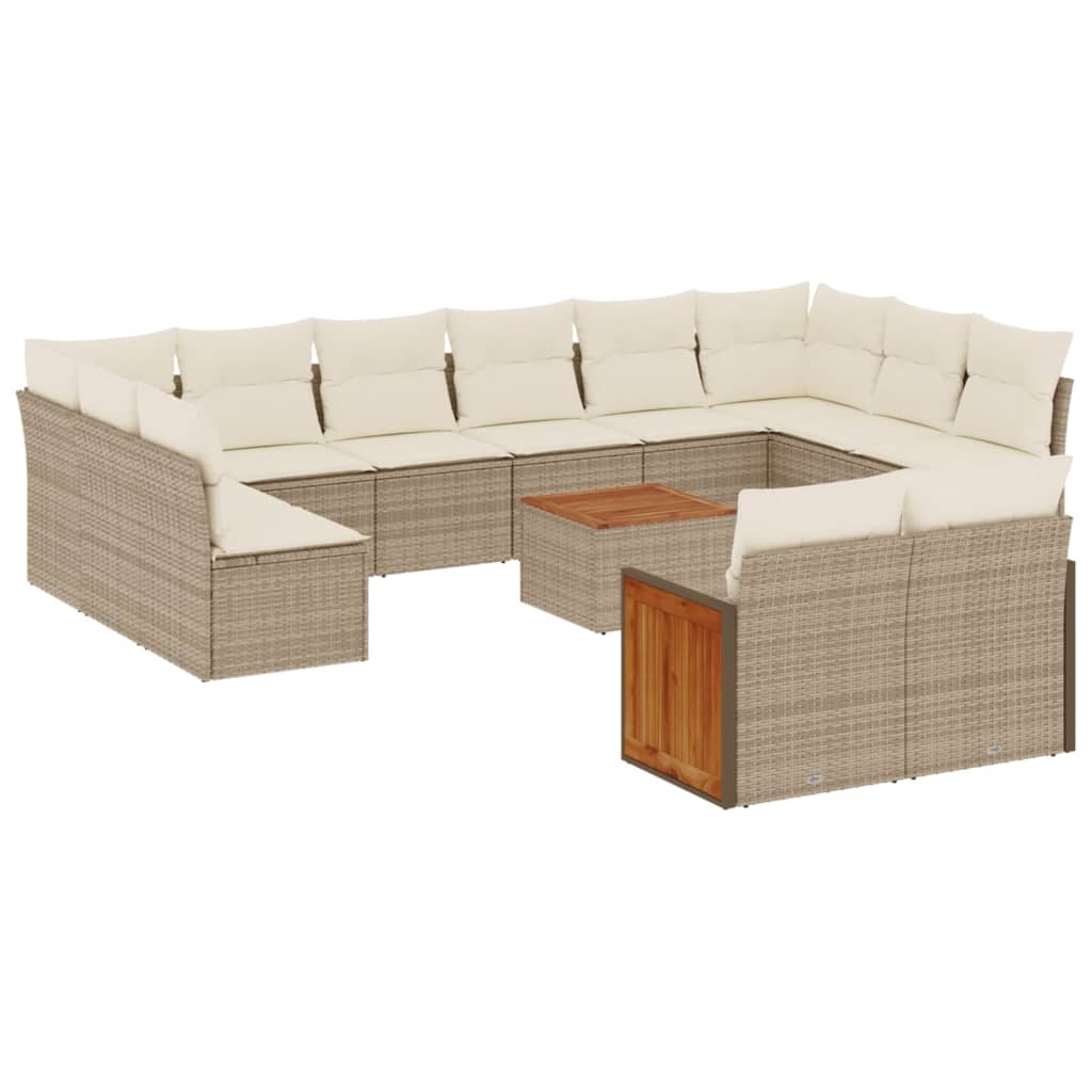 sofasæt til haven 13 dele med hynder polyrattan beige
