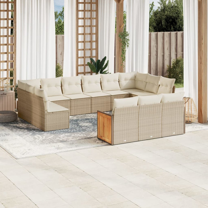 sofasæt til haven 13 dele med hynder polyrattan beige