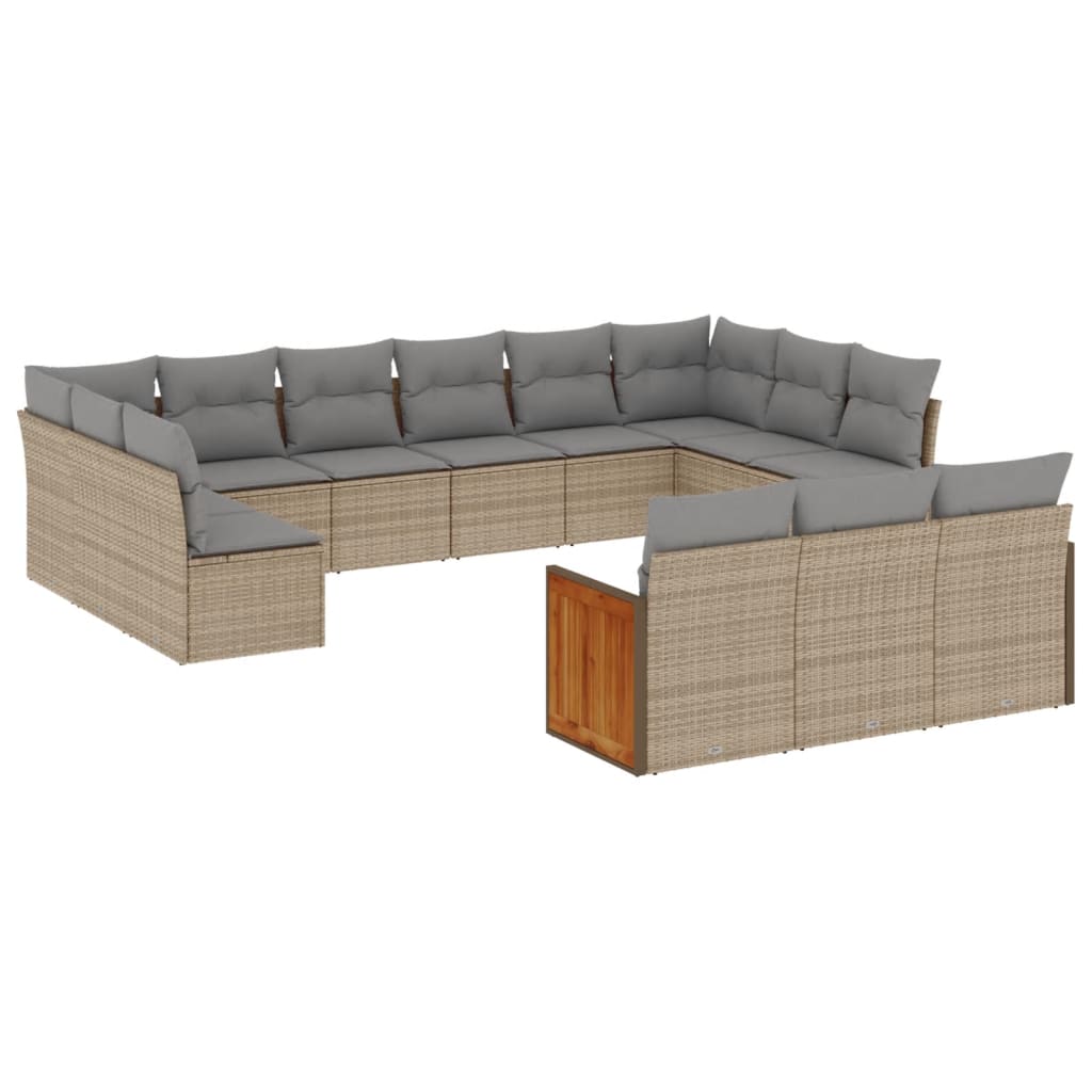 sofasæt til haven 13 dele med hynder polyrattan beige