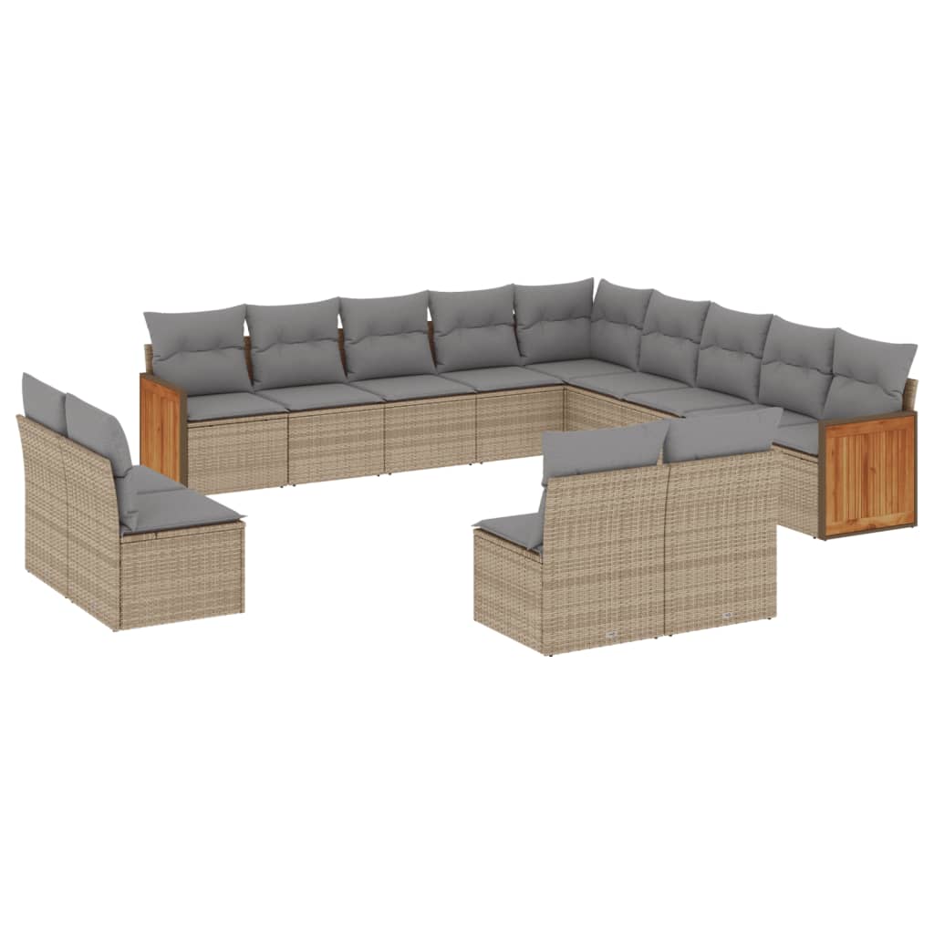 sofasæt til haven 13 dele med hynder polyrattan beige