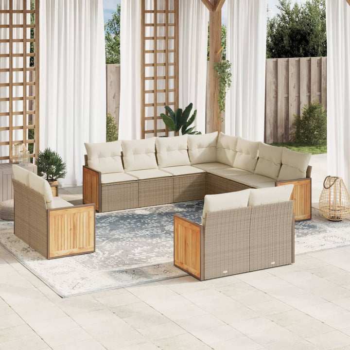 sofasæt til haven 11 dele med hynder polyrattan beige