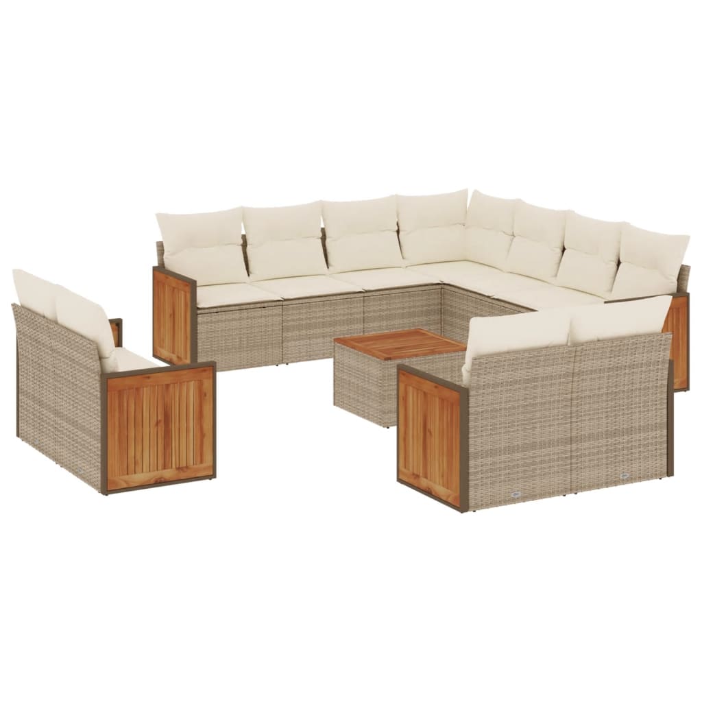 sofasæt til haven 12 dele med hynder polyrattan beige