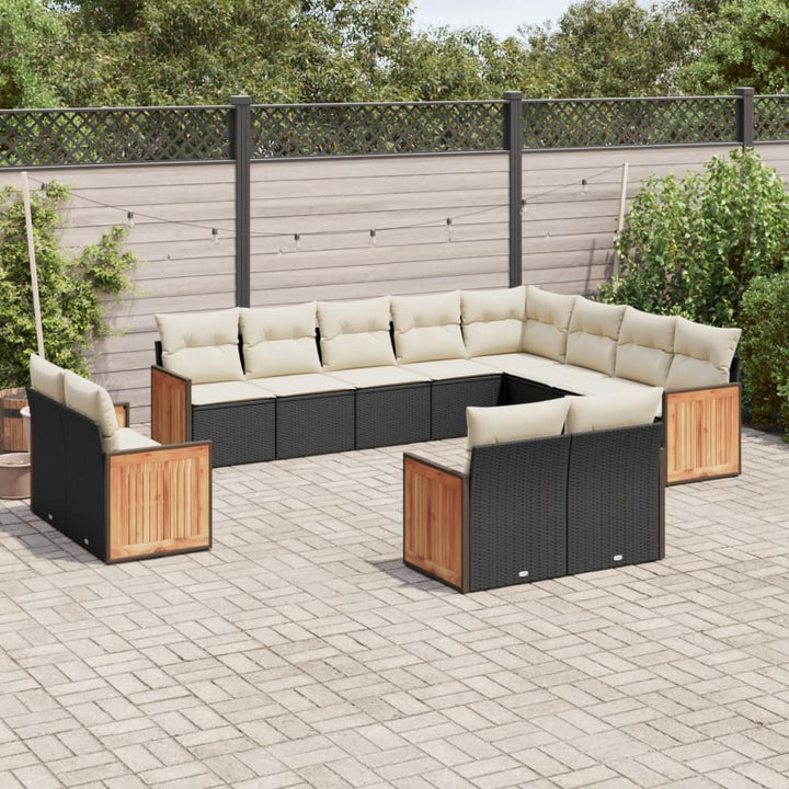 sofasæt til haven 12 dele med hynder polyrattan sort