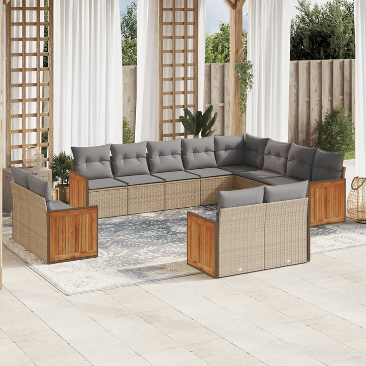 sofasæt til haven 12 dele med hynder polyrattan beige