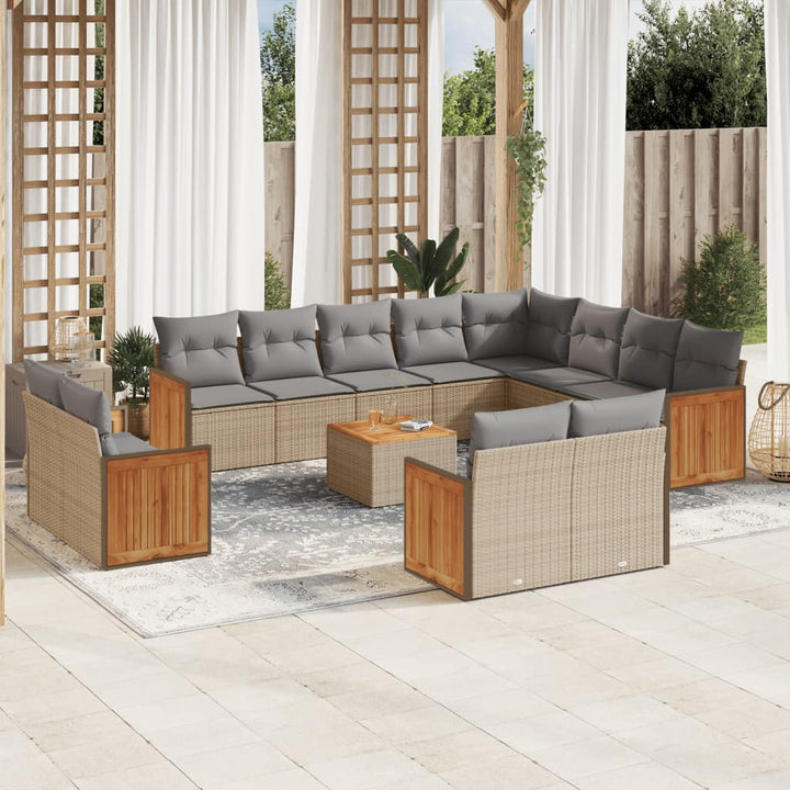 sofasæt til haven 13 dele med hynder polyrattan beige