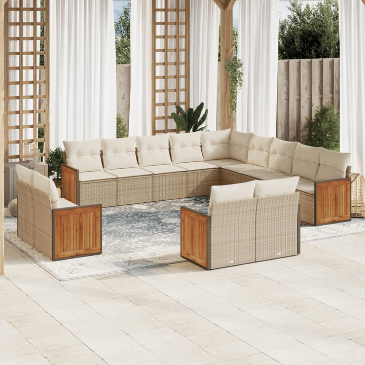 sofasæt til haven 13 dele med hynder polyrattan beige
