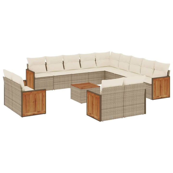 sofasæt til haven 14 dele med hynder polyrattan beige