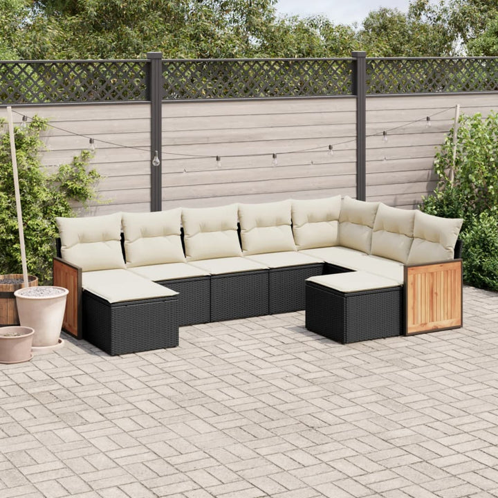 sofasæt til haven 9 dele med hynder polyrattan sort