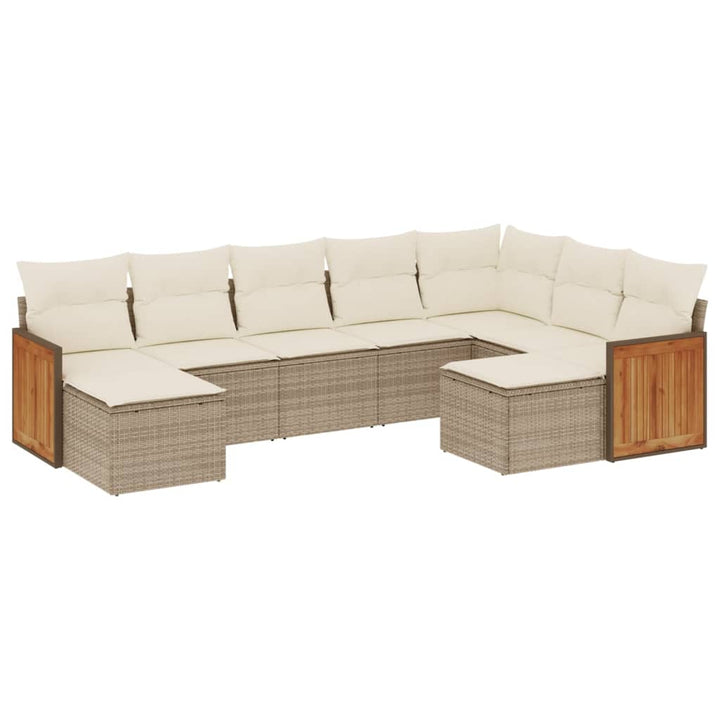 sofasæt til haven 9 dele med hynder polyrattan beige