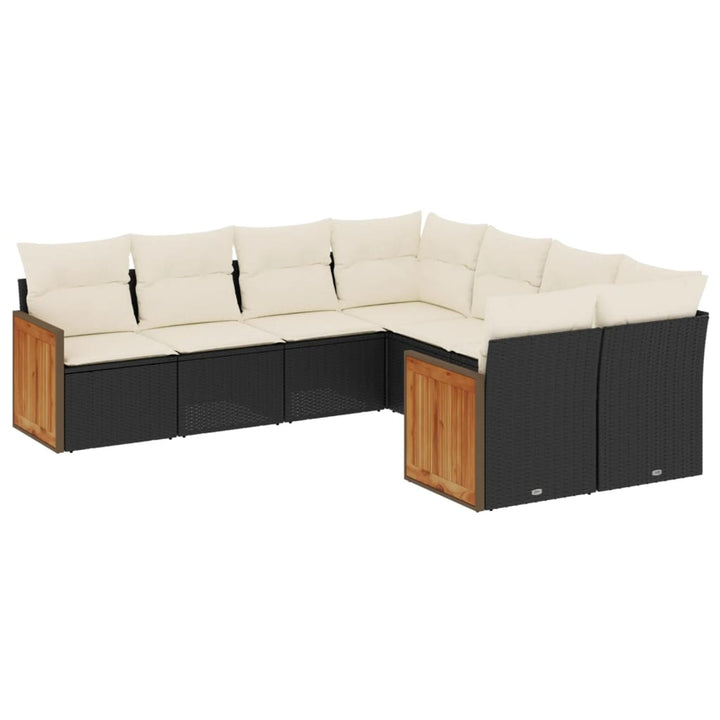 sofasæt til haven 8 dele med hynder polyrattan sort