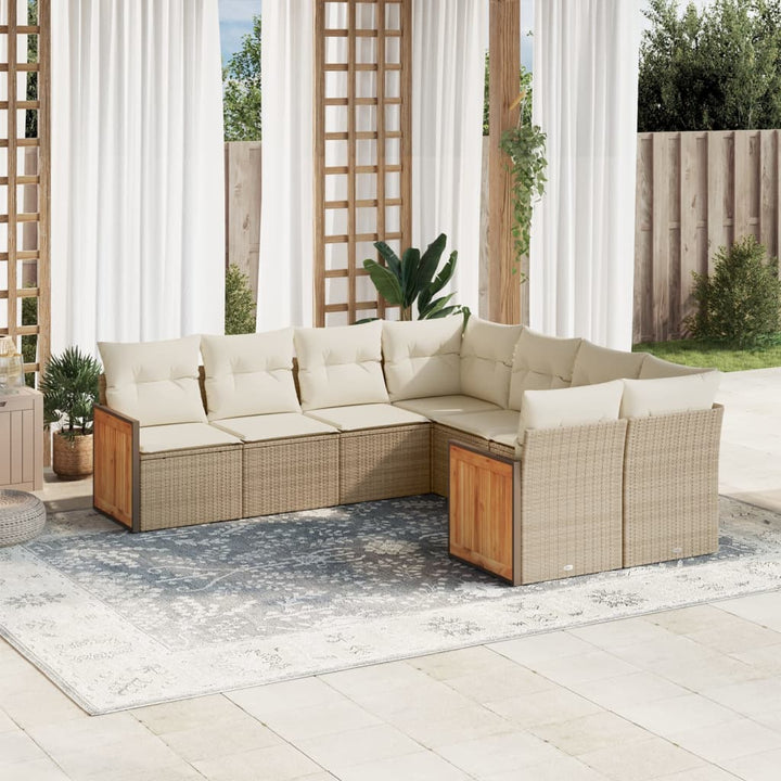 sofasæt til haven 8 dele med hynder polyrattan beige