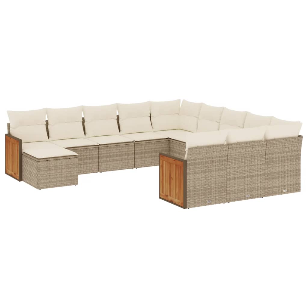 sofasæt til haven 12 dele med hynder polyrattan beige