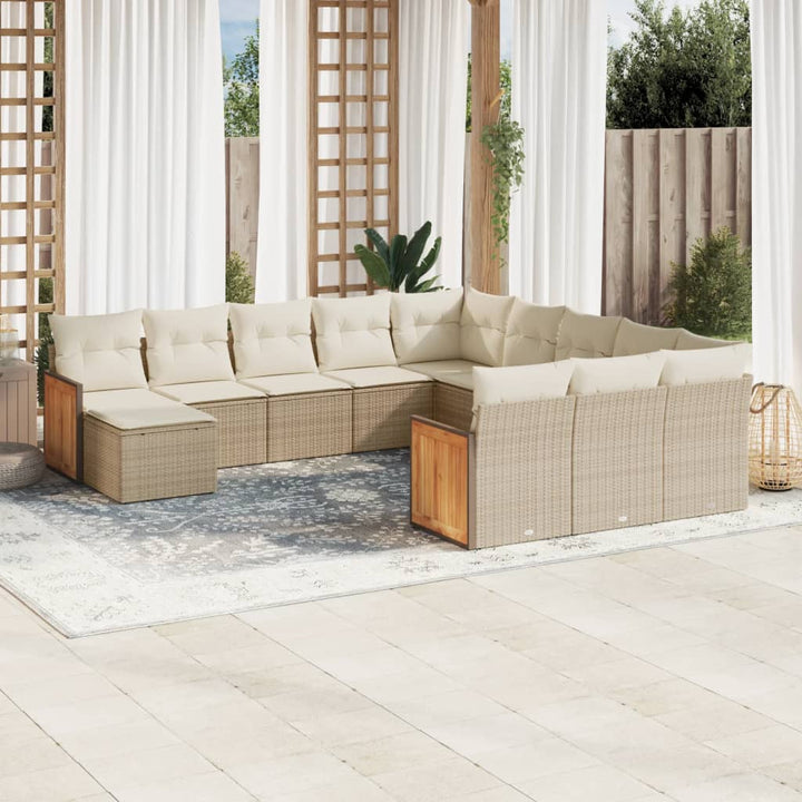 sofasæt til haven 12 dele med hynder polyrattan beige