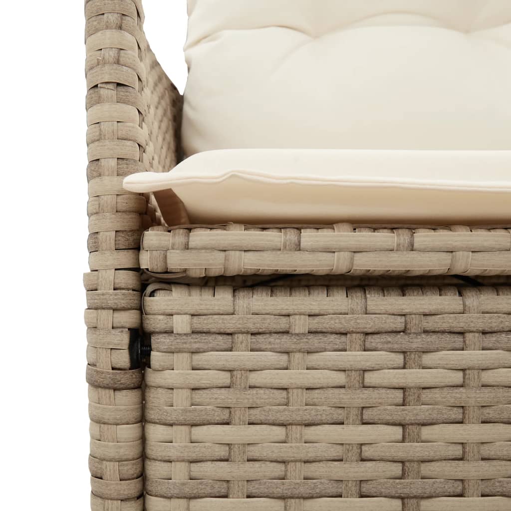 spisebordssæt til haven 7 dele med hynder polyrattan beige