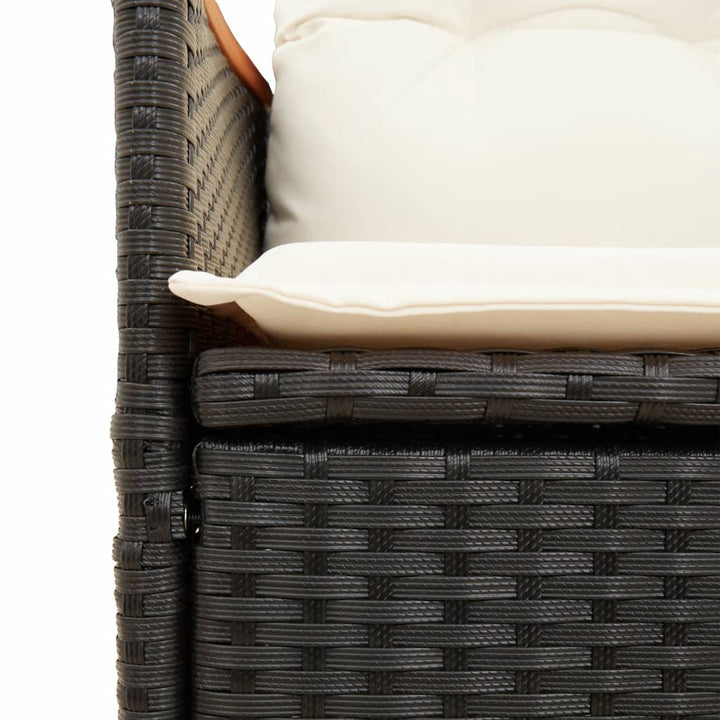 spisebordssæt til haven 7 dele med hynder polyrattan sort