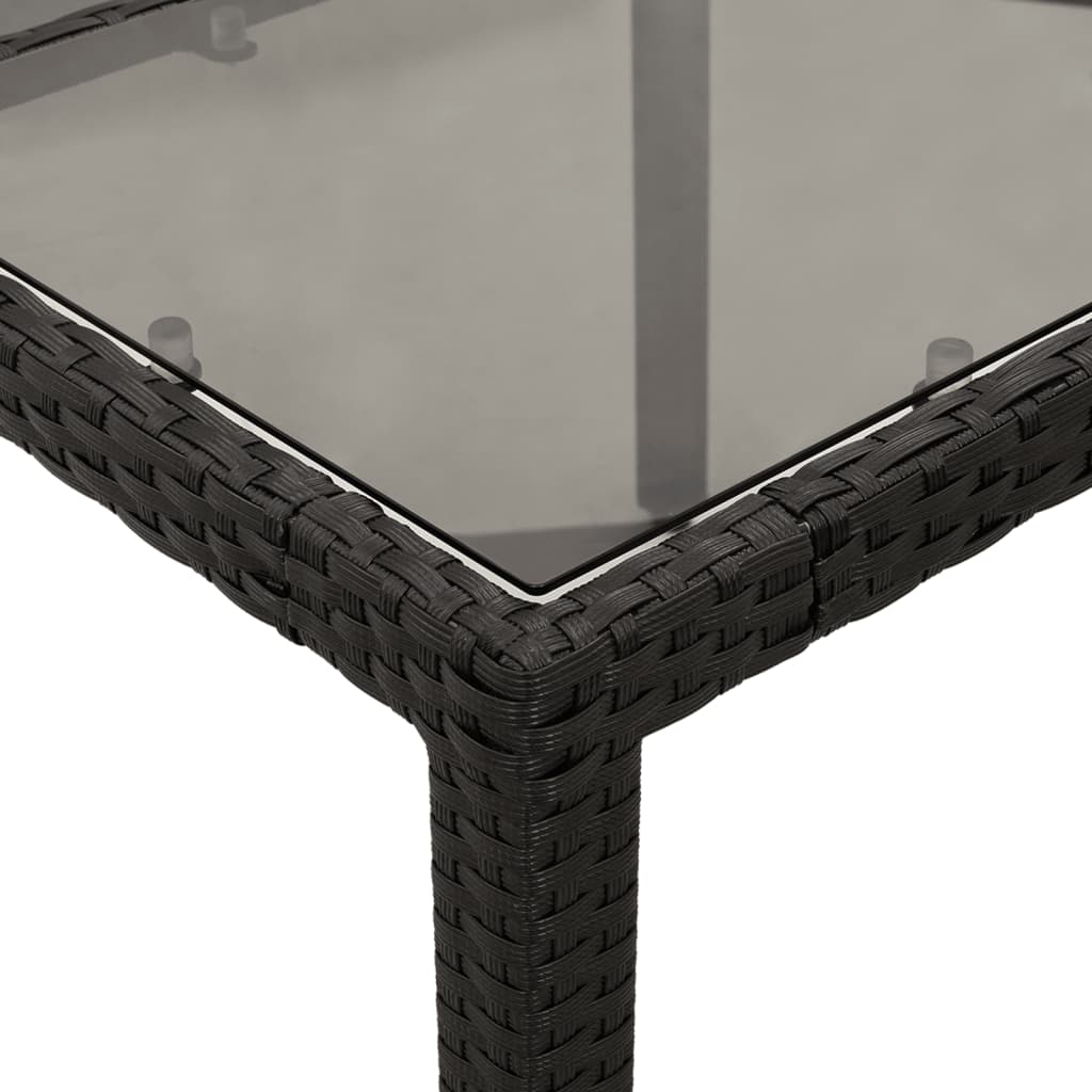 spisebordssæt til haven 3dele m. hynder polyrattan og glas sort