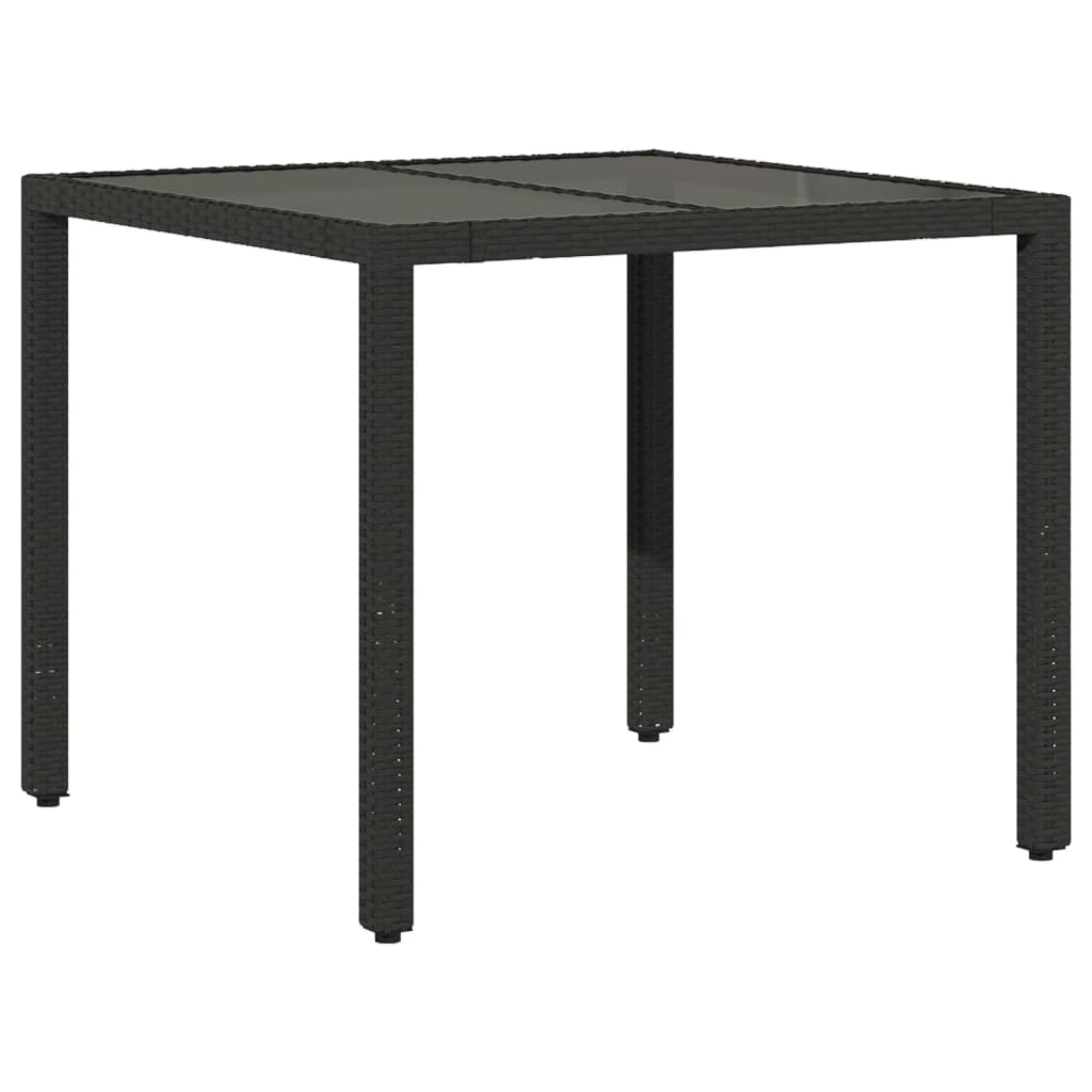 spisebordssæt til haven 5dele m. hynder polyrattan og glas sort
